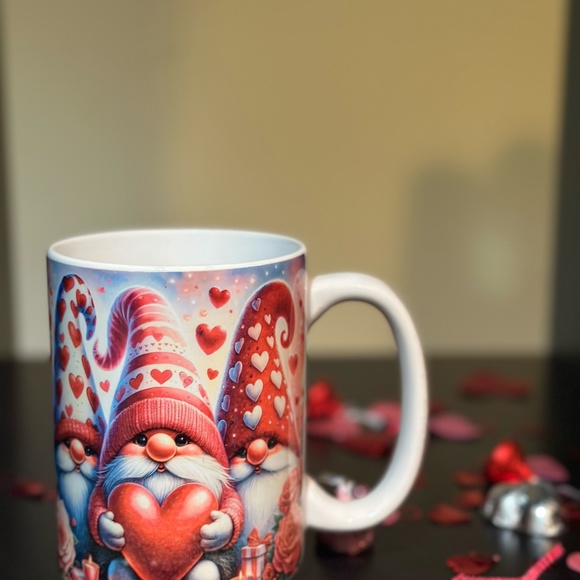 Hand Crafted Valentines Day Gnome Sublimated 15oz Mug - Picture 8 of 11